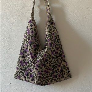 VINTAGE purple beaded floral hobo NEW